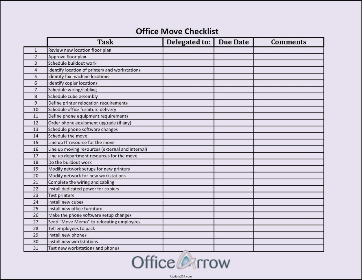 Office Moving Checklist Excel Spreadsheet Spreadsheet Downloa Office