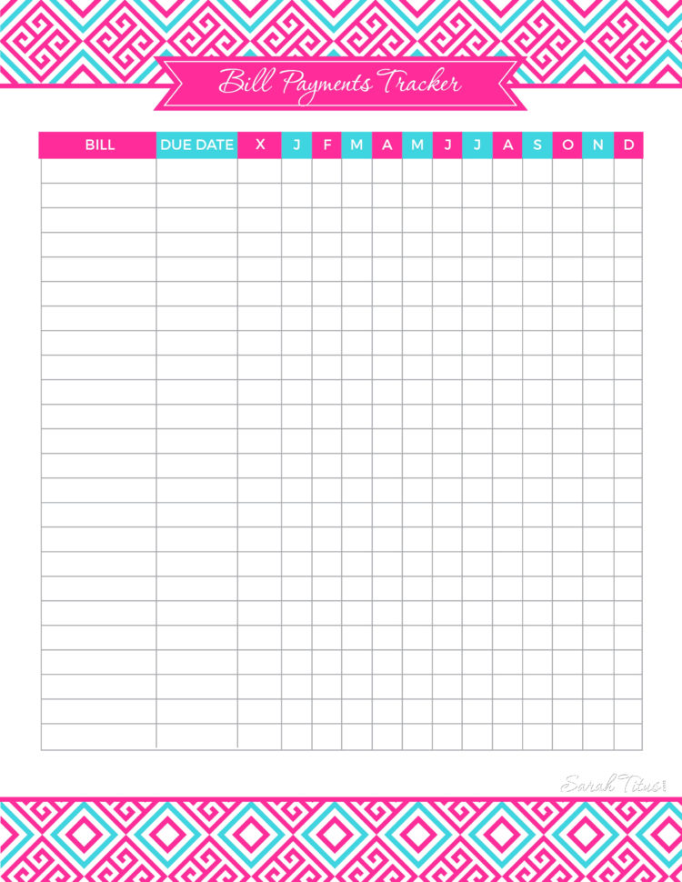 Monthly Bill Organizer Template Excel