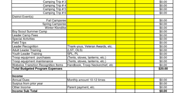 Personal Management Merit Badge Excel Spreadsheet Google Spreadshee