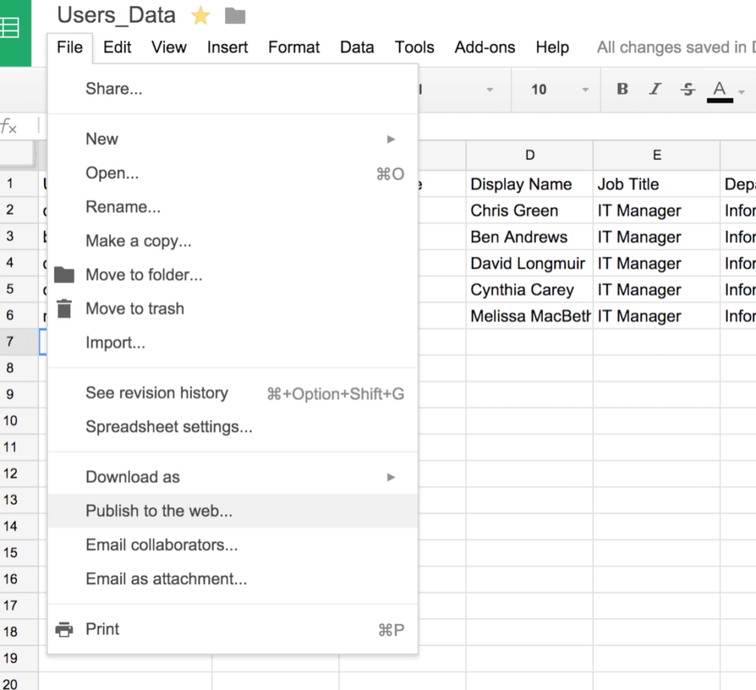 Publish Spreadsheet To Web Google Spreadshee publish access data to web