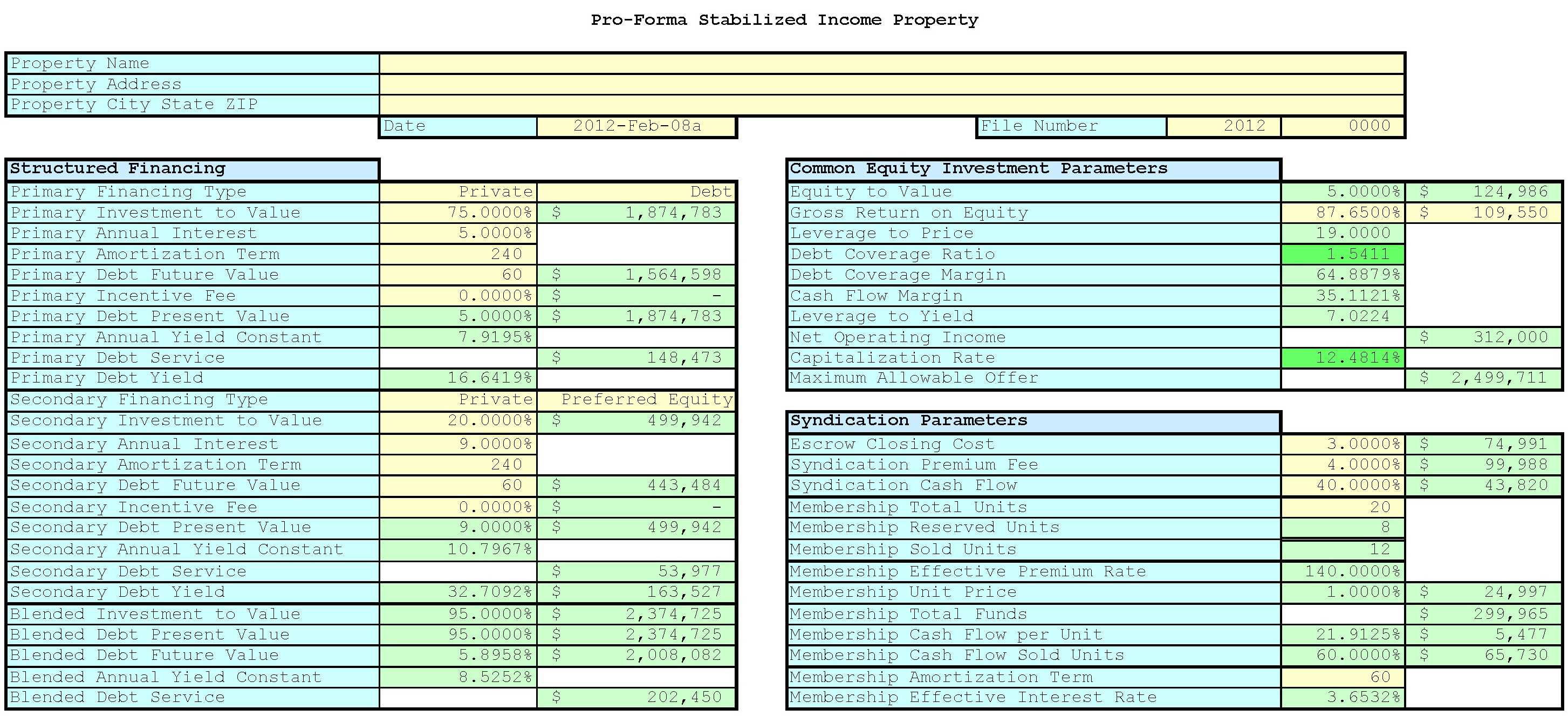 Real Estate Pro Forma Spreadsheet With Regard To 67 Real Estate Pro 