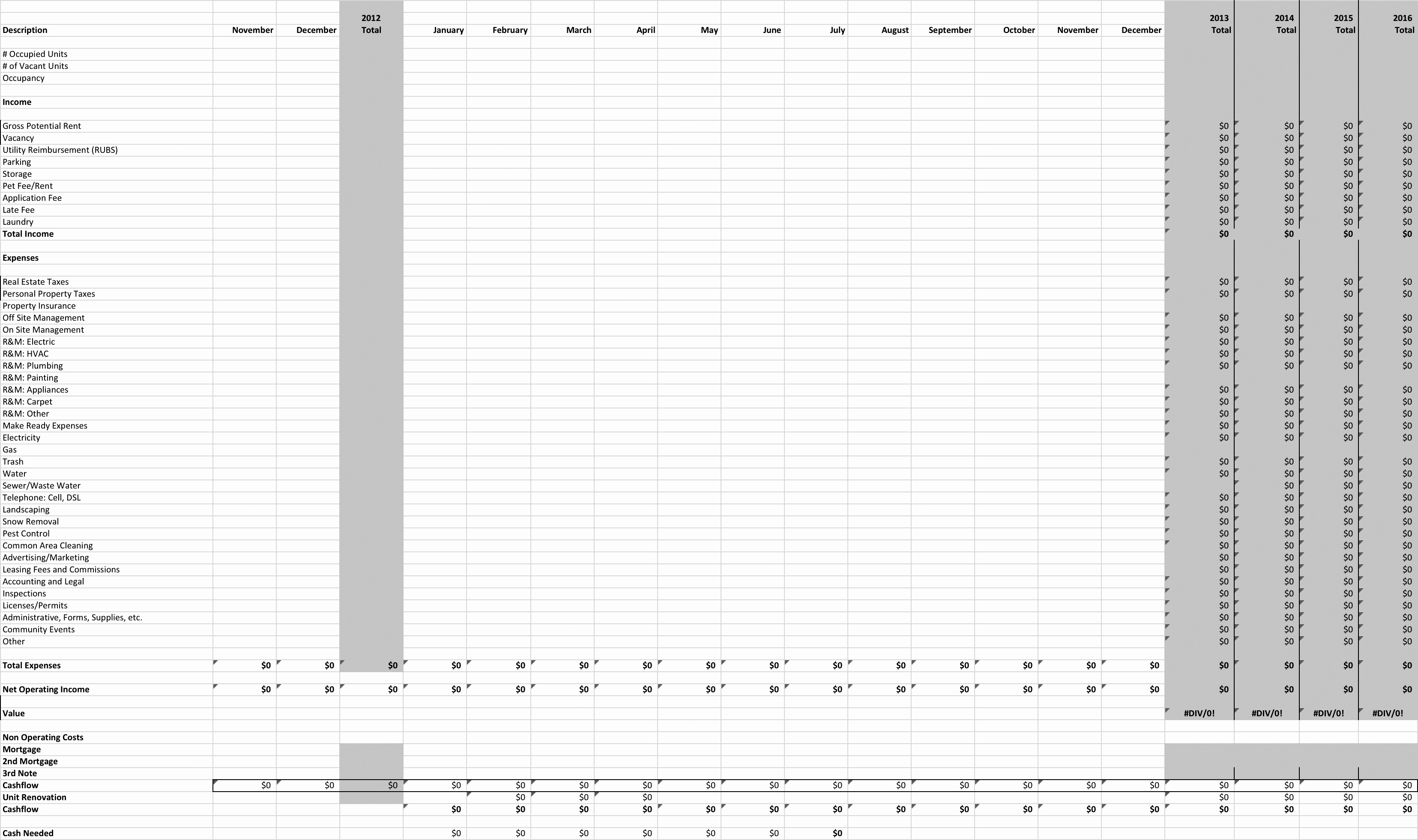 Real Estate Pro Forma Spreadsheet Within Real Estate Pro Forma Template 