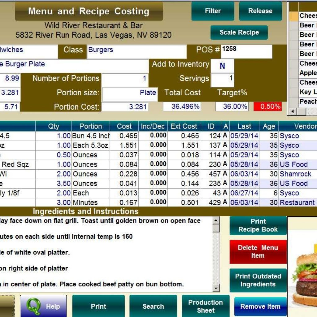 Food Cost Spreadsheet Google Docs