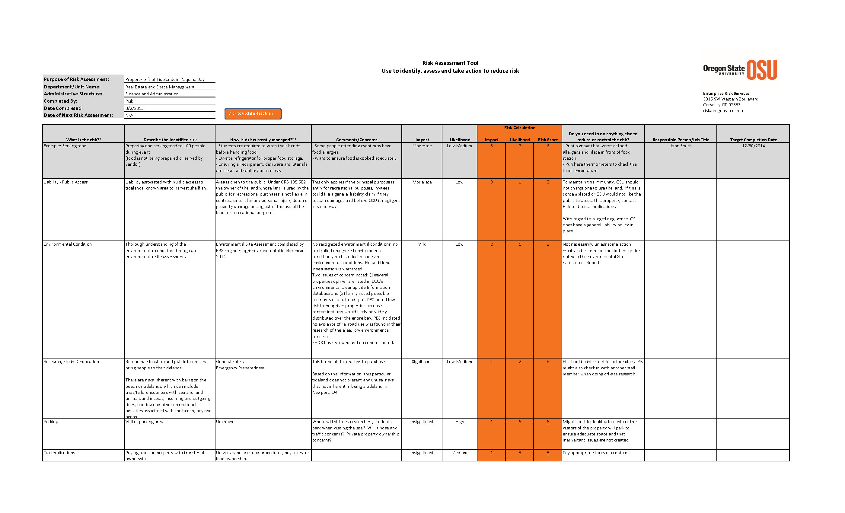 Risk Assessment Spreadsheet Spreadsheet Downloa Risk Assessment Xls