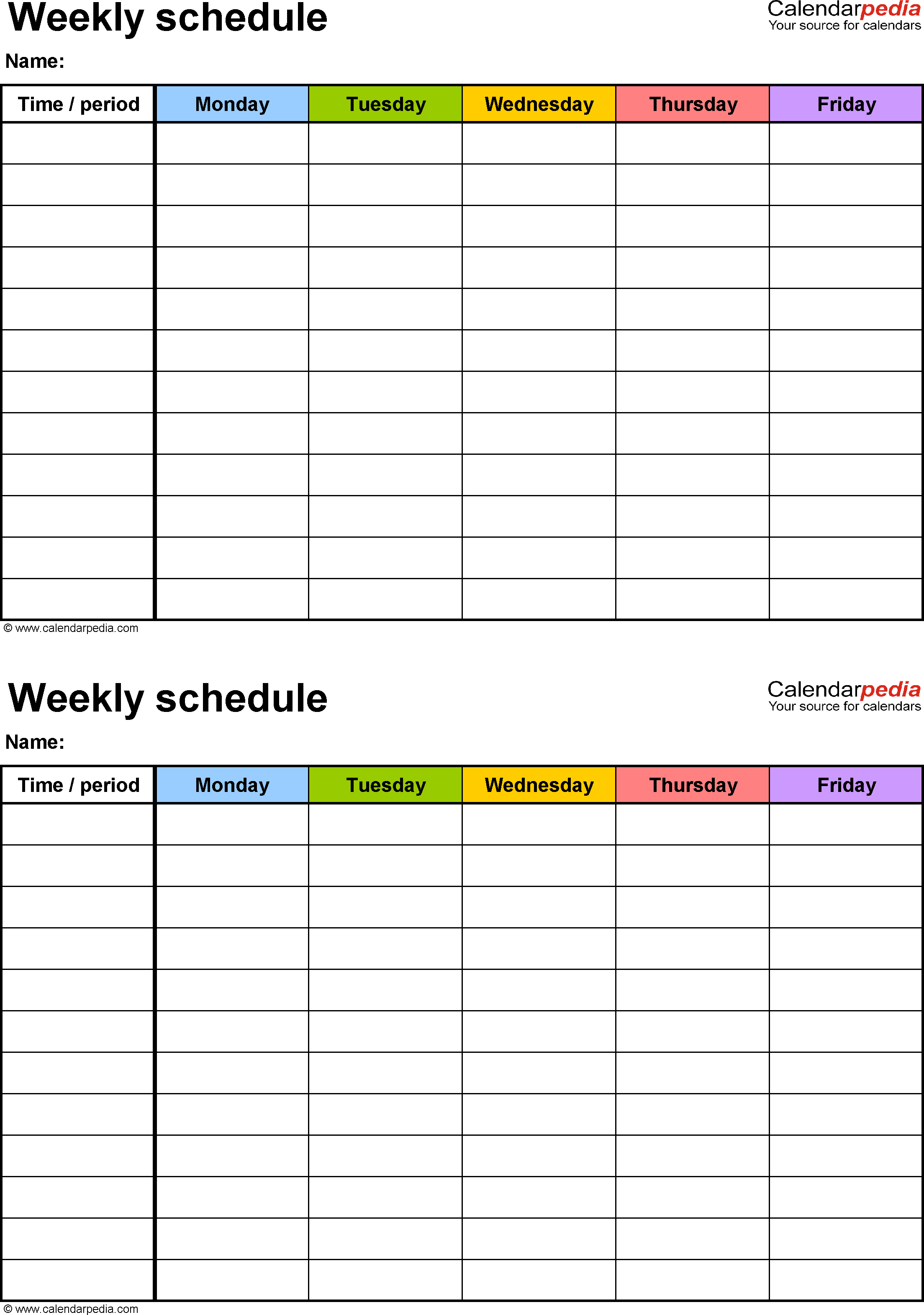 Roster Schedule Template