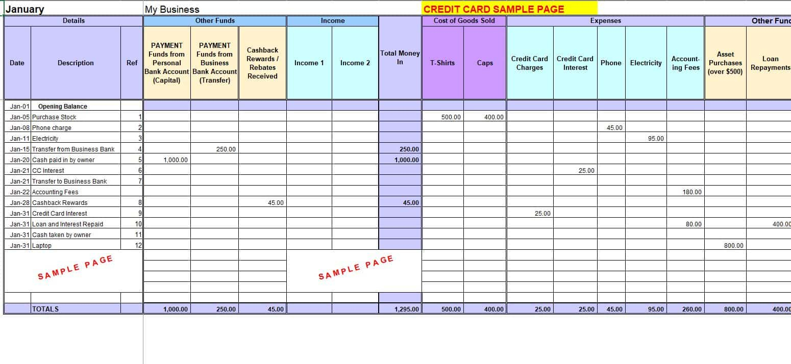 Self Employed Record Keeping Spreadsheet Spreadsheet Downloa free