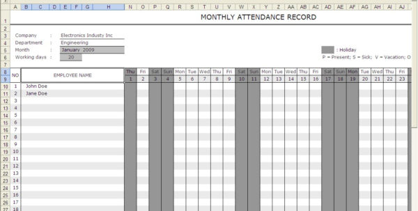 Sickness Absence Recording Spreadsheet Spreadsheet Downloa sickness absence recording spreadsheet.