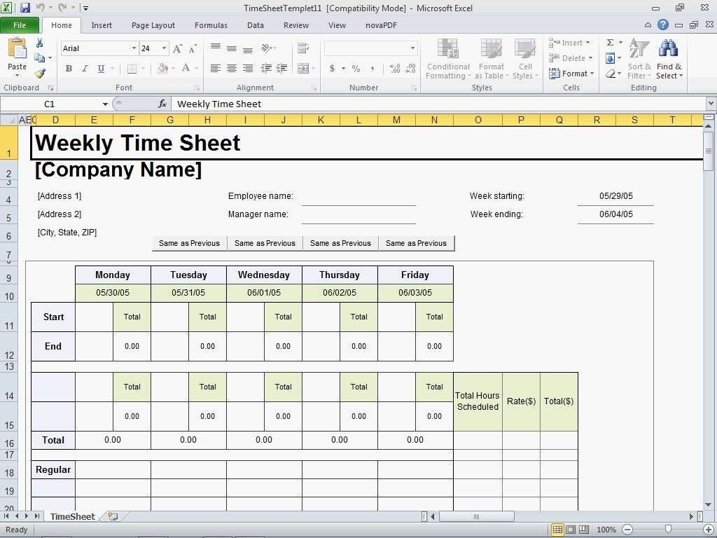 Timesheet Spreadsheet Formula With Excel Timesheet Template With 