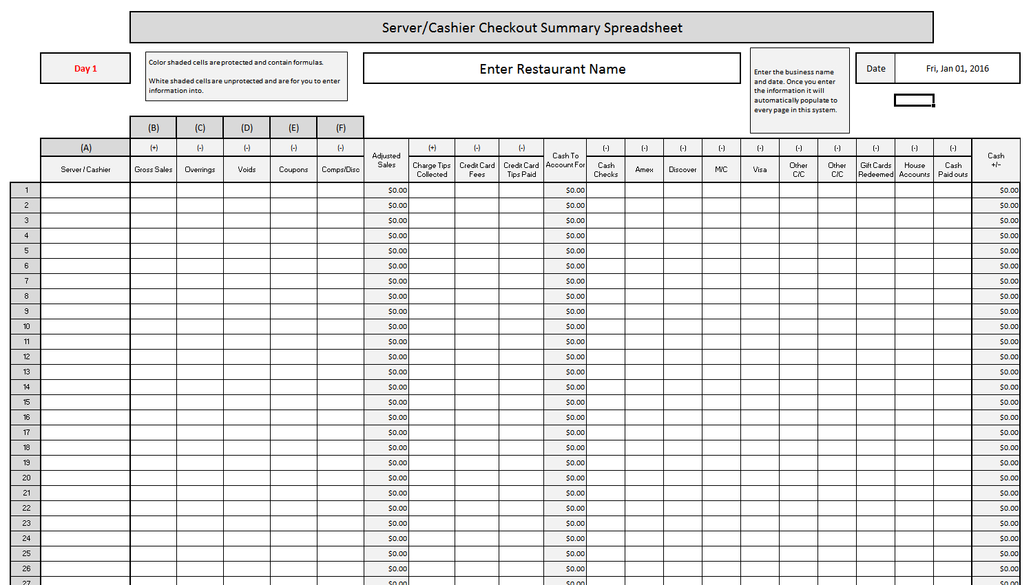 Tip Spreadsheet Pertaining To Restaurant Tip Sheet Template Tip