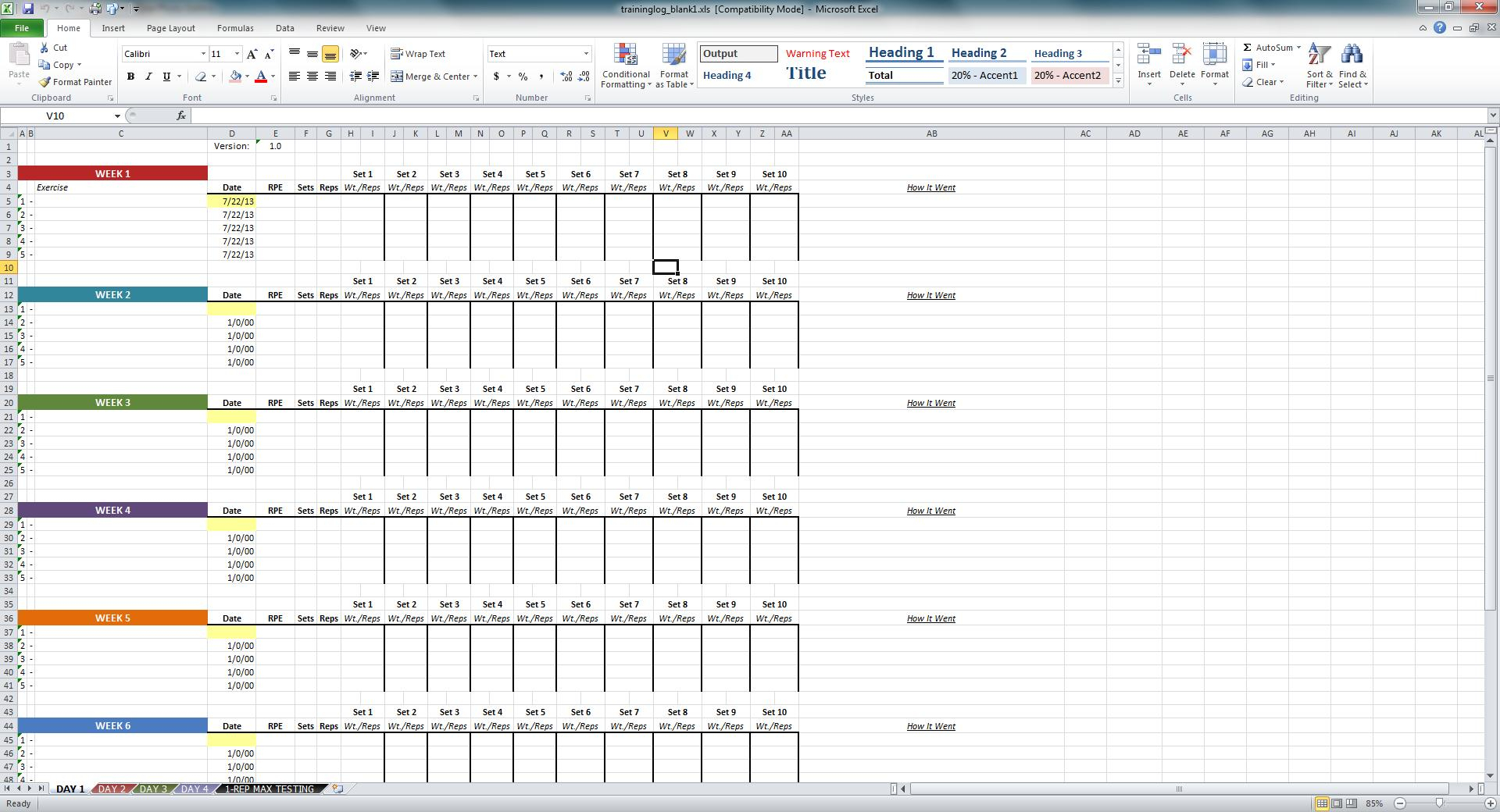 Workout Routine Spreadsheet Google Spreadshee Fitness Routine 