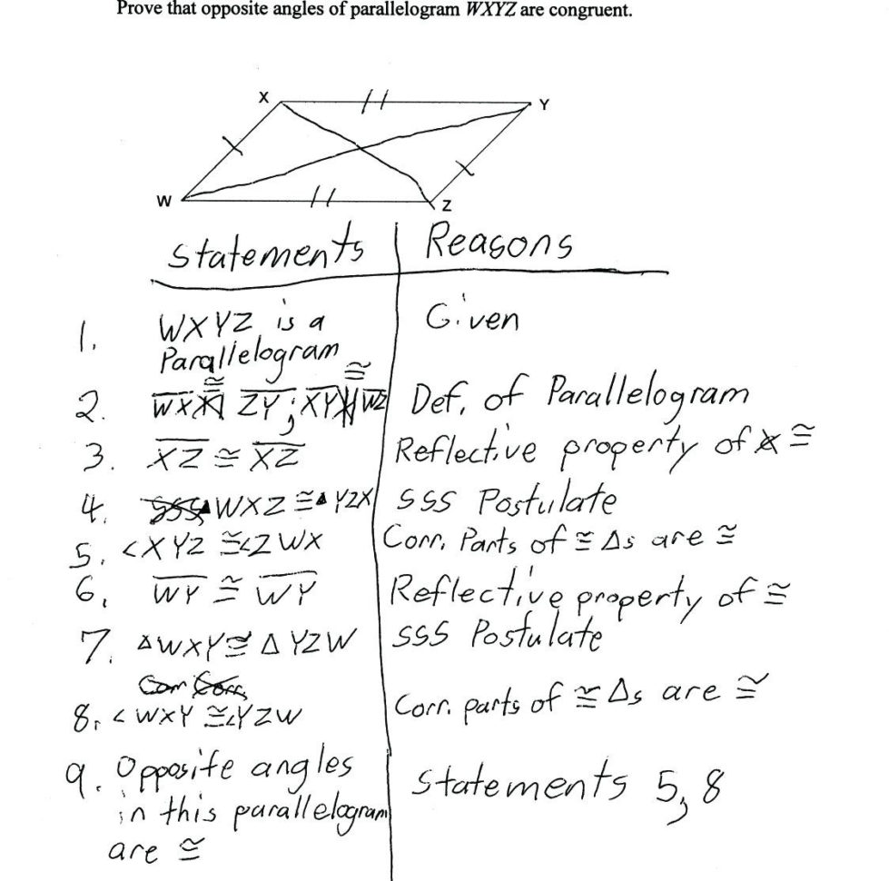 Parallelogram Proofs Worksheet With Answers Db Excel