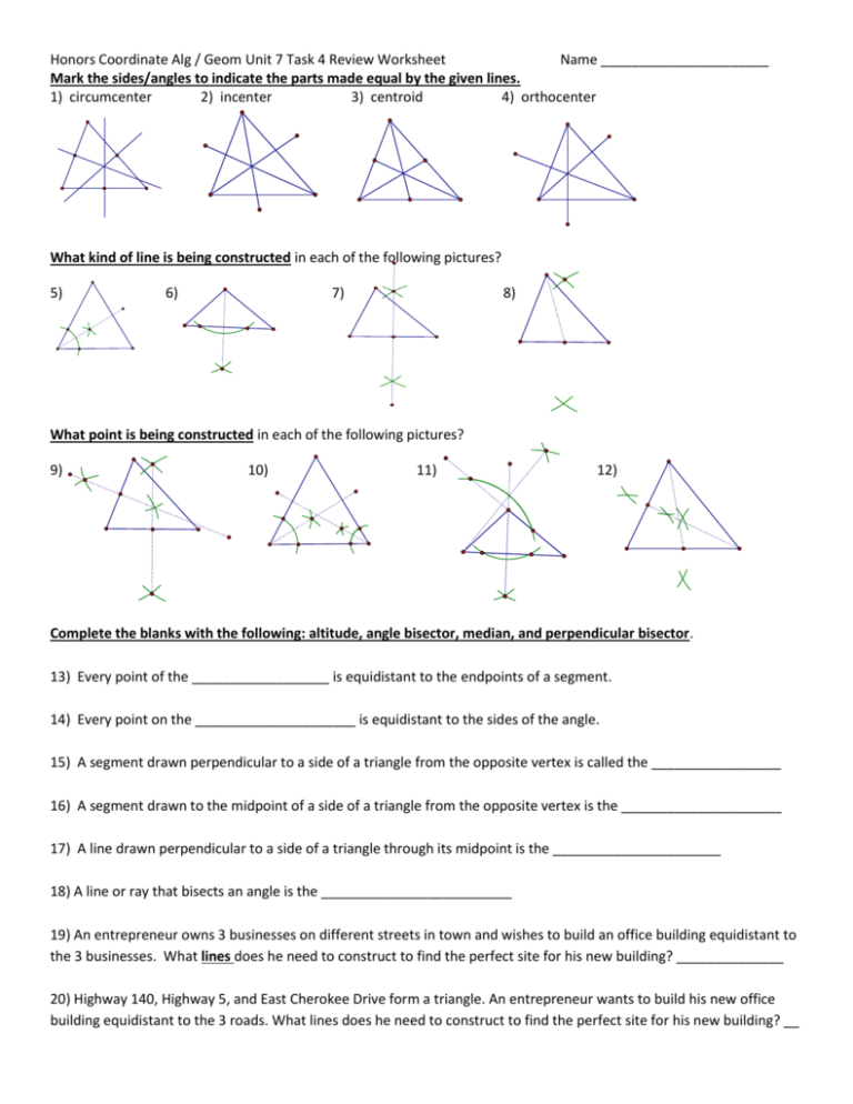 Angle Bisector Worksheet Answer Key Db Excel