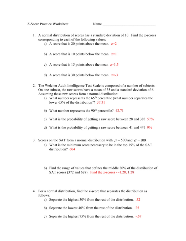 Standard Deviation Worksheet With Answers Pdf Db Excel