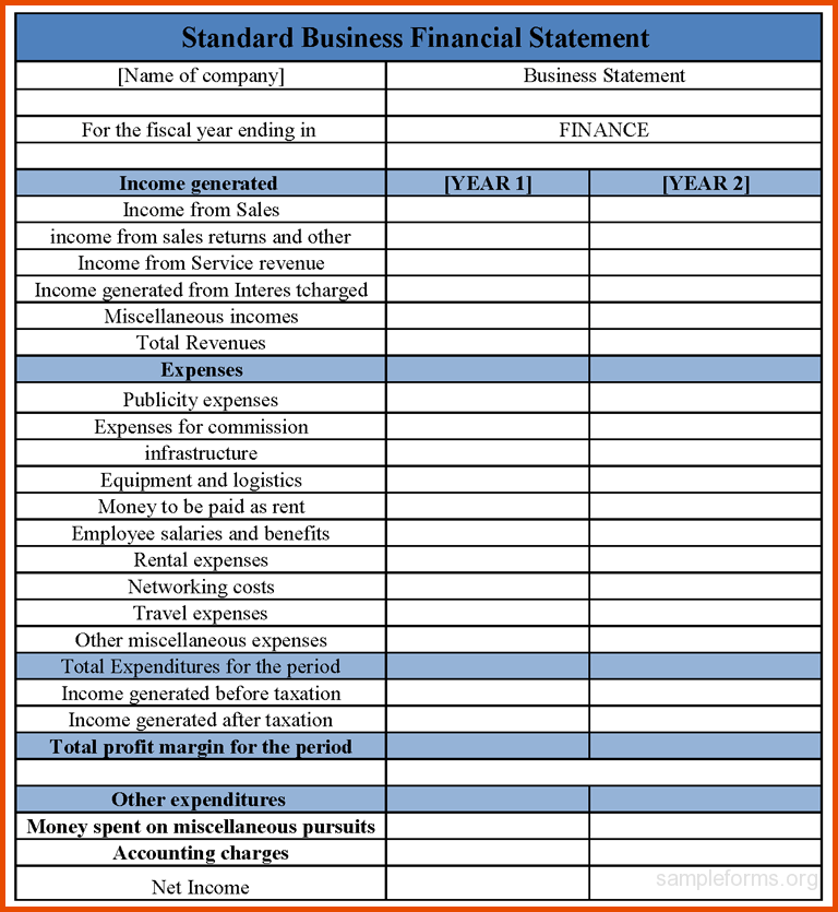 Free Business Financial Statement Template Db excel