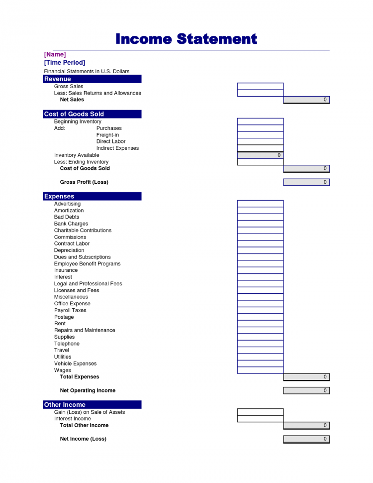 Free Excel Income Statement Template