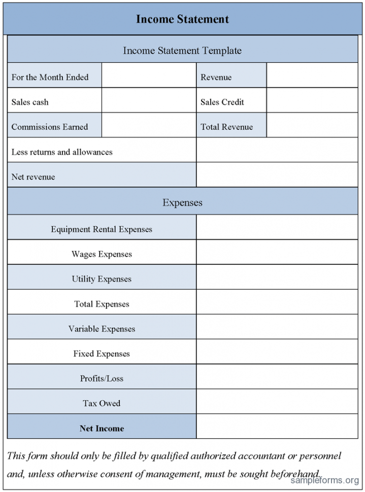 Free Excel Income Statement Template 2