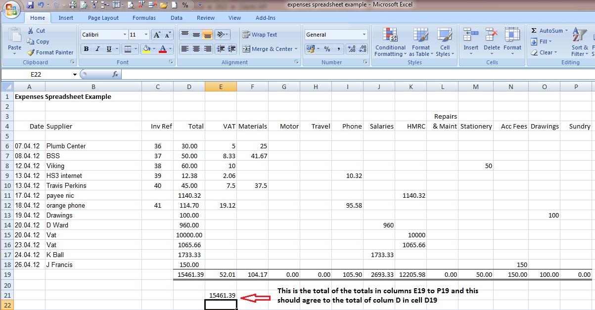 Bookkeeping Spreadsheet Template 1