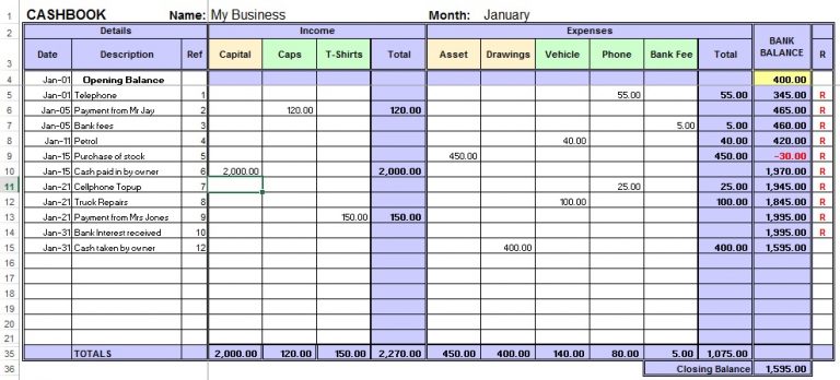 small business bookkeeping excel