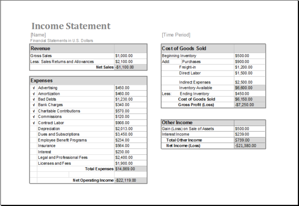 Blank Income Statement Template Excel — db-excel.com