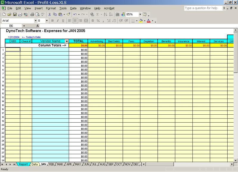 Bookkeeping Excel Spreadsheet 1