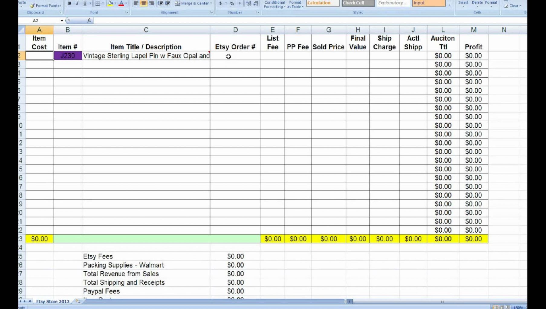 Profit And Loss Spreadsheet Template —