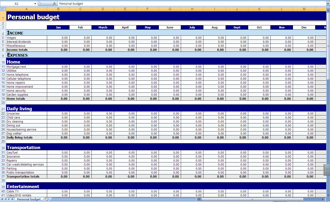 excel expenses tracker