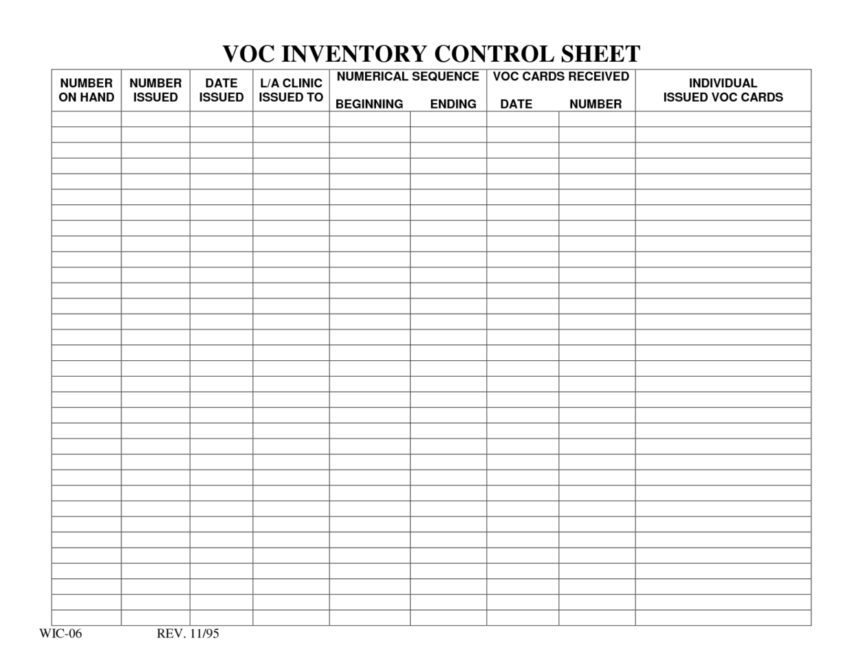 Free Inventory List Forms