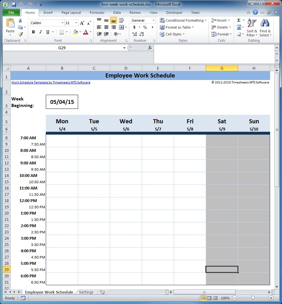 Free Work Schedule Maker Db excel