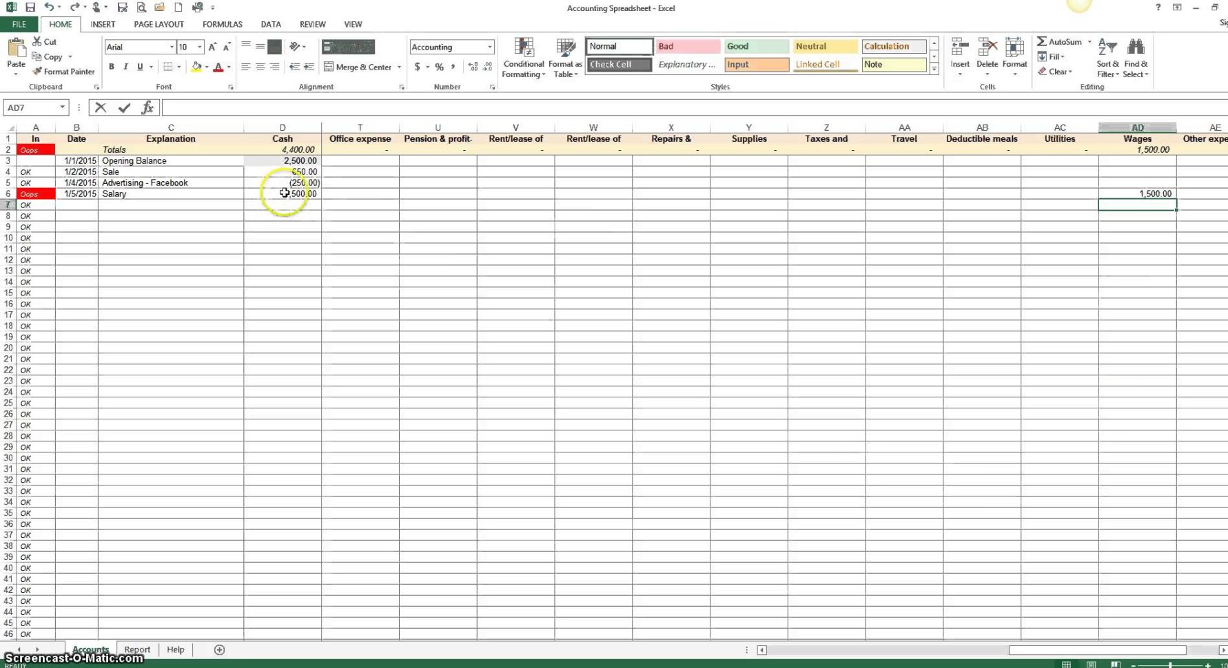 Basic Bookkeeping Spreadsheet Basic Bookkeeping Spreadsheet