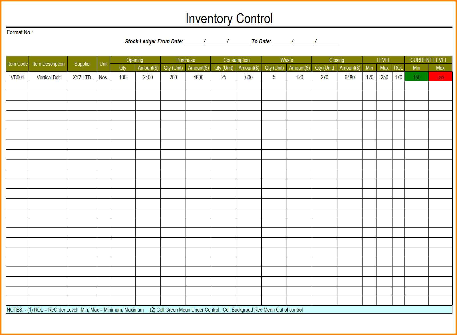 Excel Inventory Template With Formulas 1