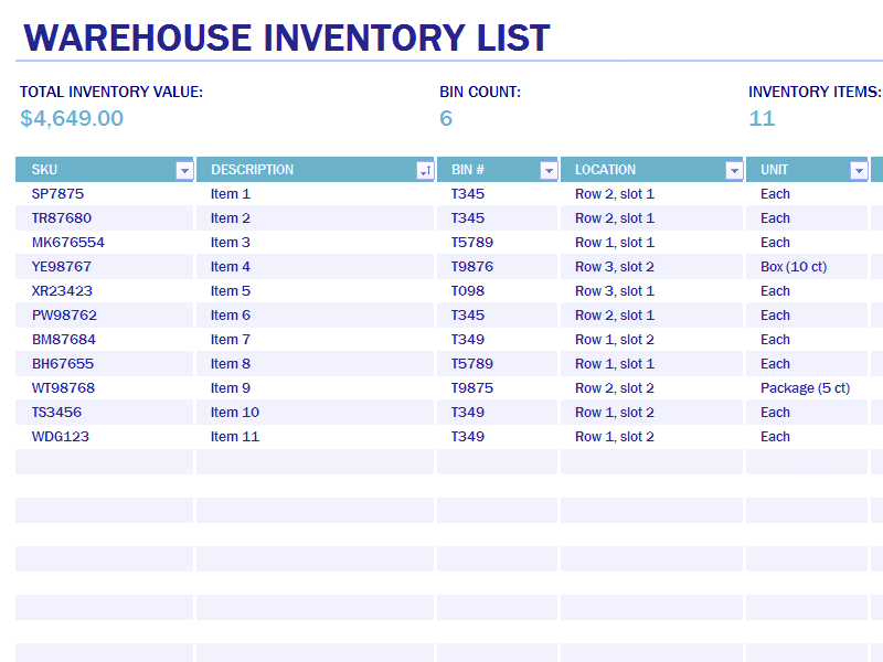 Excel Inventory Template With Formulas