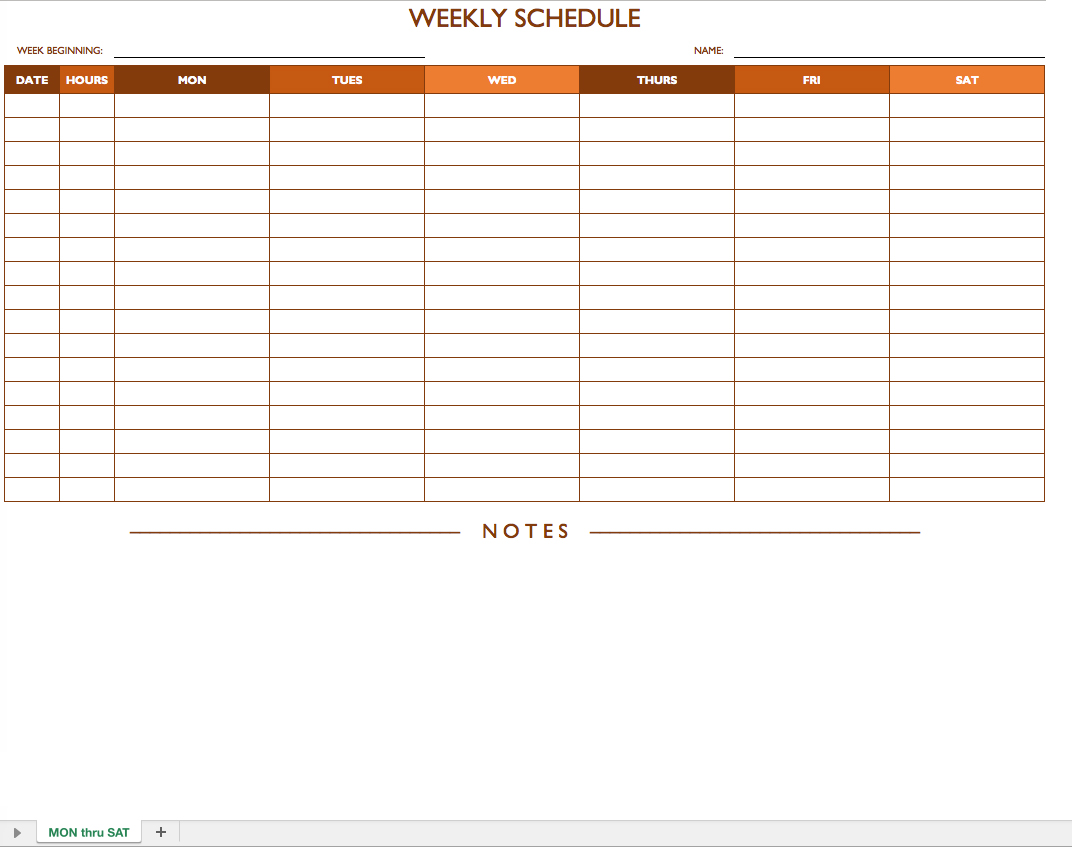 Excel Schedule Template