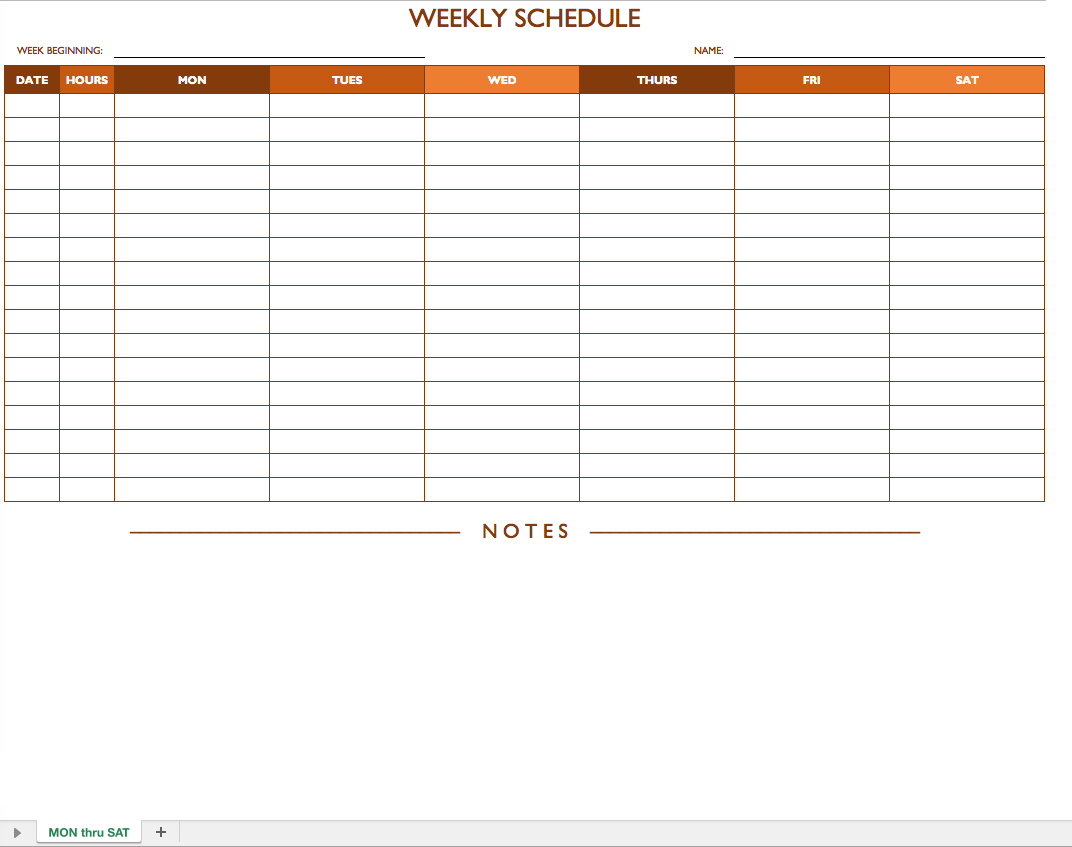 microsoft excel schedule templates