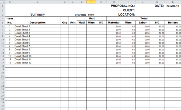 Free Estimating Spreadsheet Templates — db-excel.com