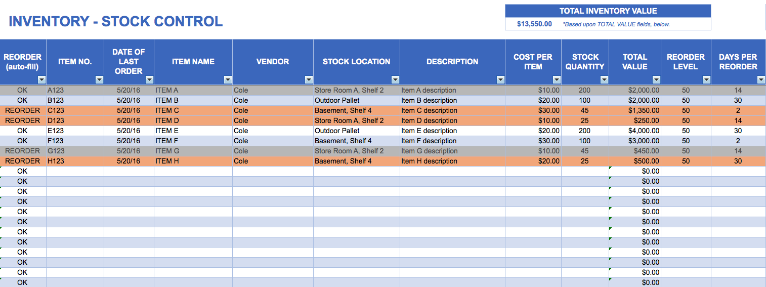 How To Make Stock Inventory In Excel