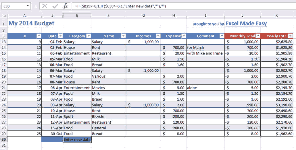 monthly expenses spreadsheet for yearly taxes