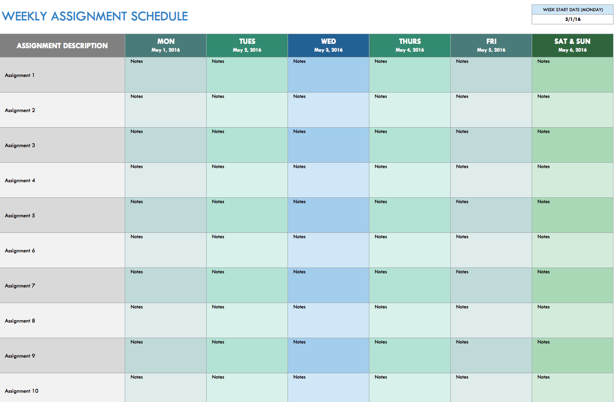 microsoft excel semmester schedule template