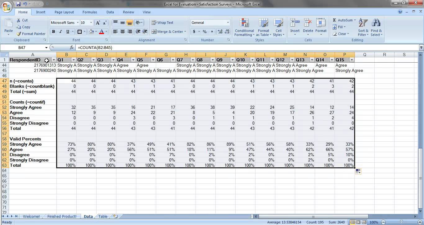 Sample Excel Survey Template — Db 8896