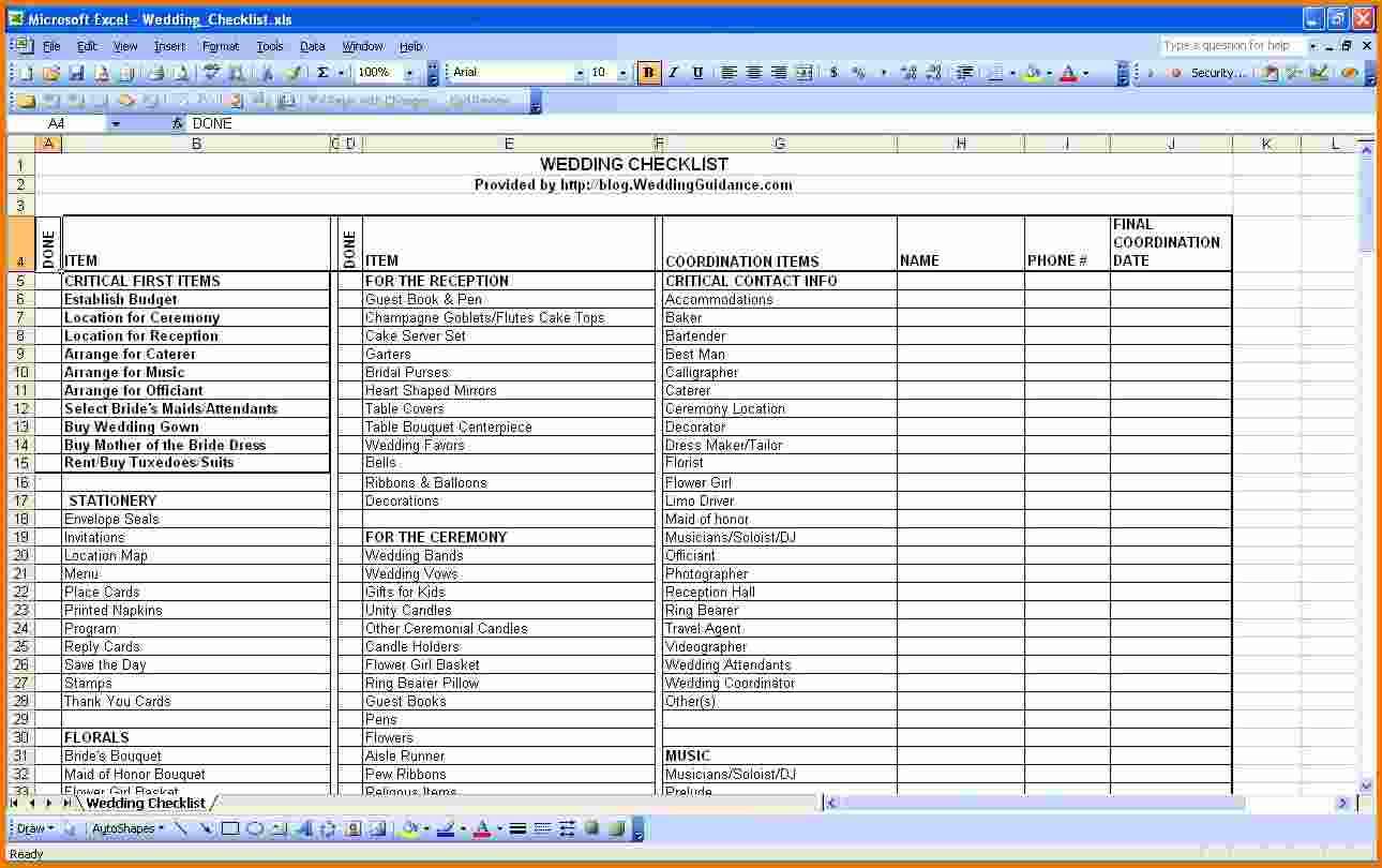 Wedding Budget Excel Spreadsheet