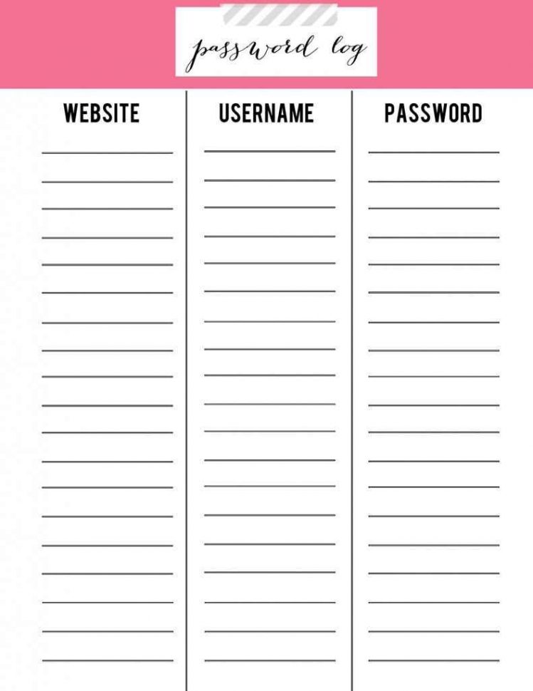 Free Password Keeper Printable Db excel
