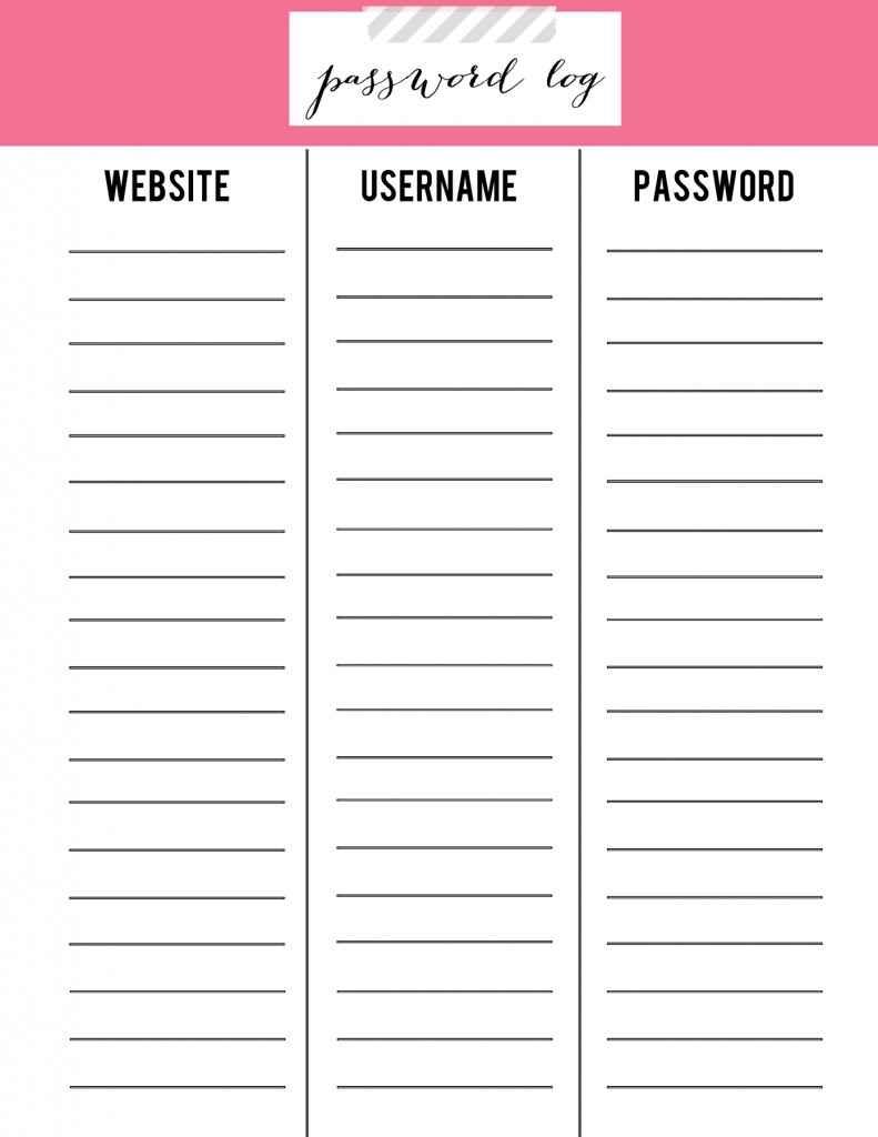 Free Password Keeper Printable