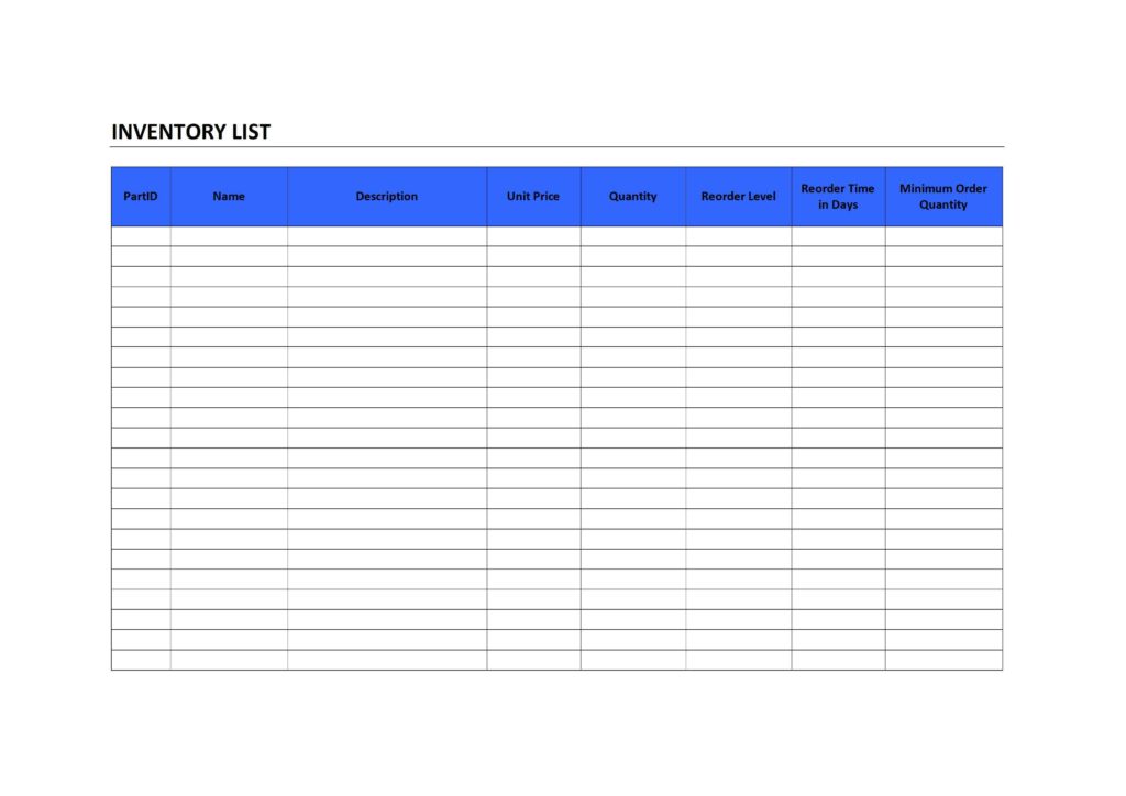 Free Printable Inventory Log Sheet Db excel
