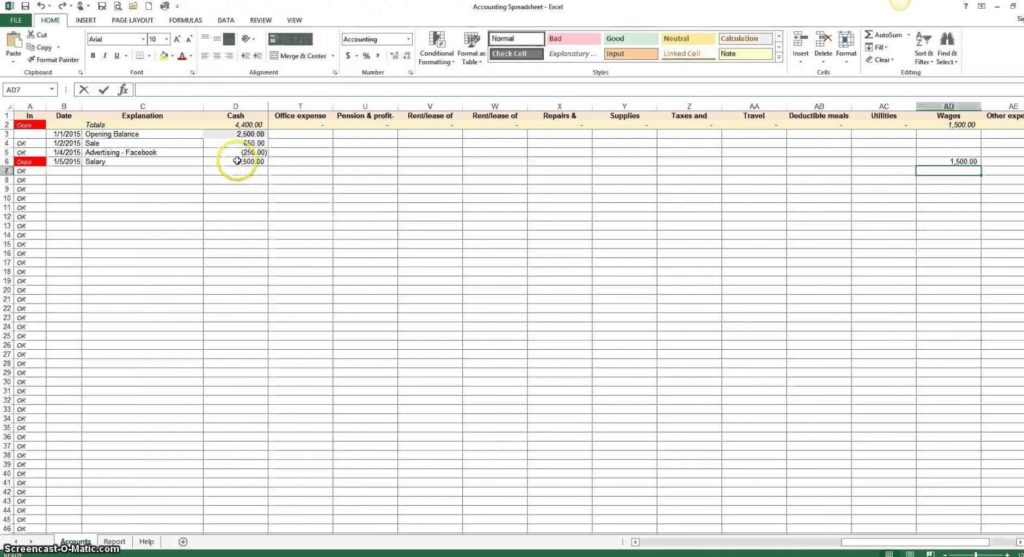 Bookkeeping Excel Template Free Download