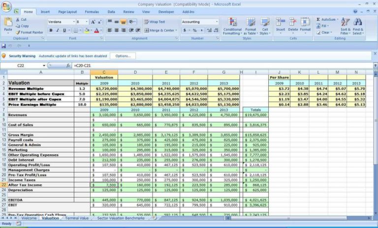 business plan in excel spreadsheet
