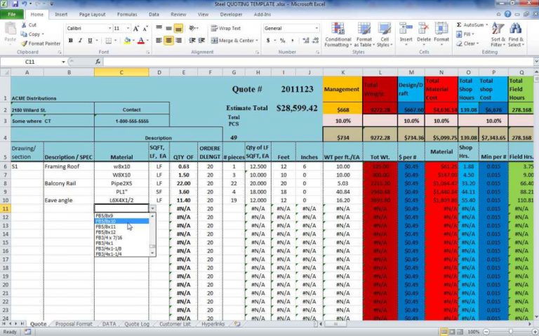 Estimating Spreadsheet Template — db-excel.com