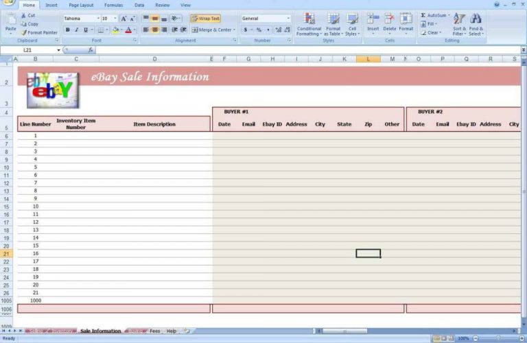 Ebay Inventory Spreadsheet Template — Db 3695