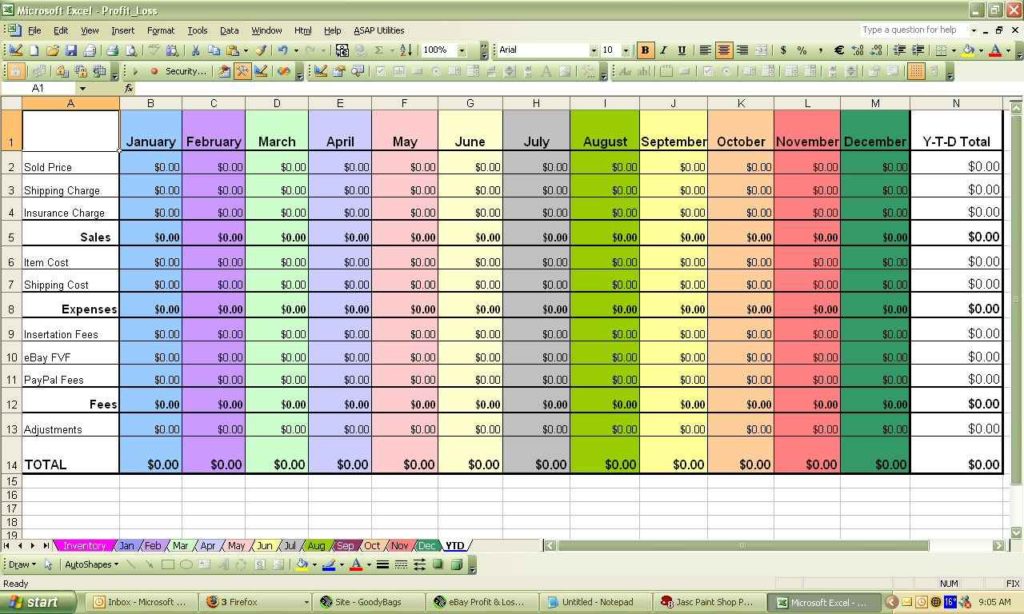 Inventory Spreadsheet Excel Template