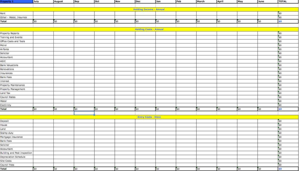 spreadsheet for yearly and monthly expenses