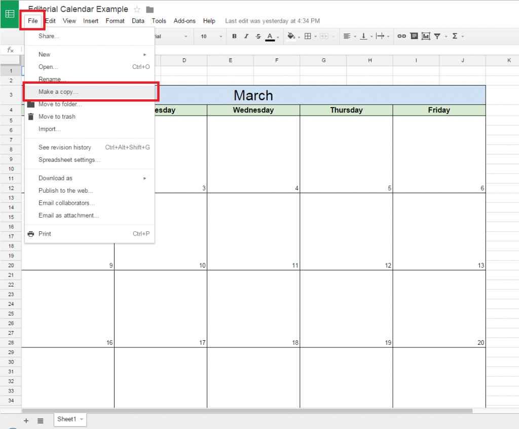 Google Docs Spreadsheet —