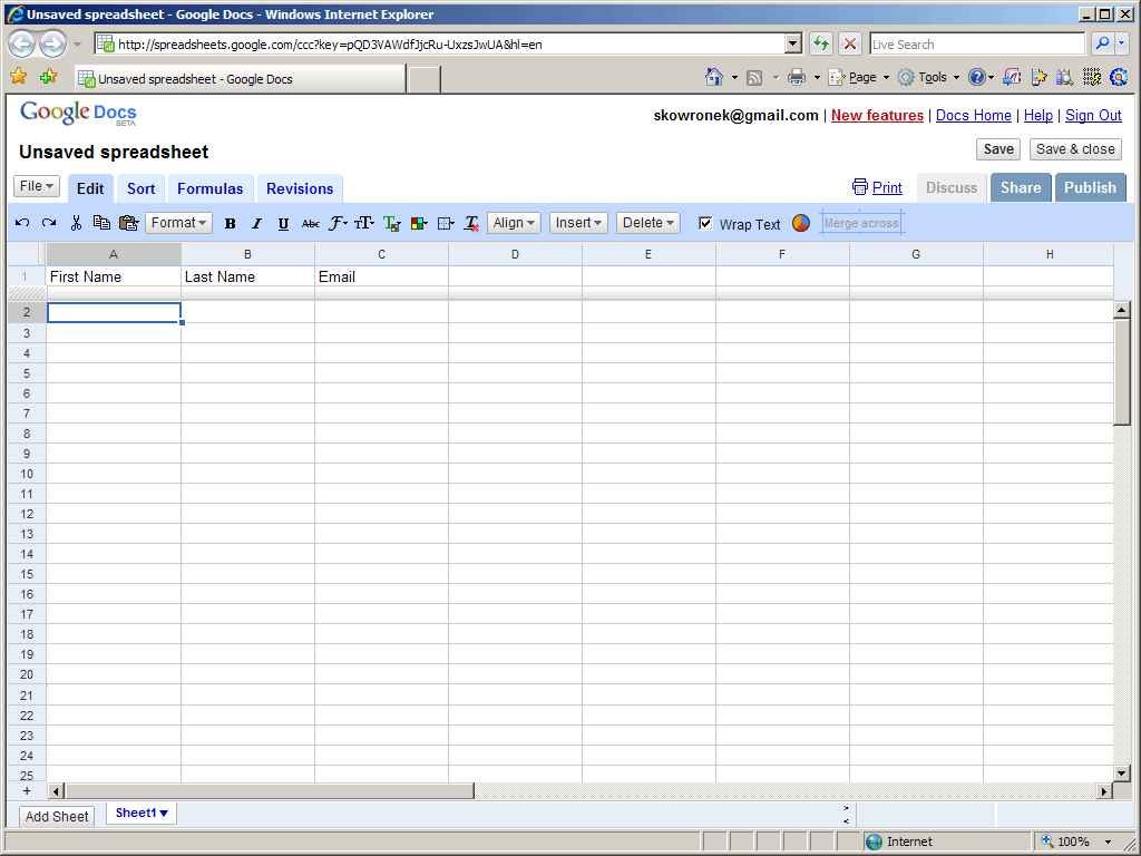 Spreadsheet Google db excel com